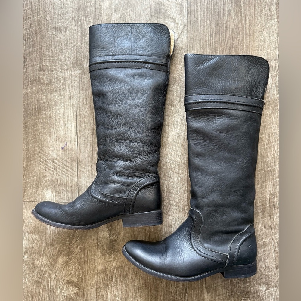 Frye Women’s Melissa Trapunto Tall Black Riding Boots Size 6B